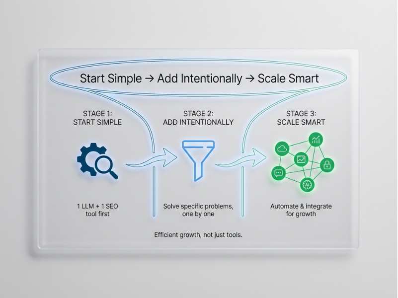 AI stack growth strategy - start simple, add intentionally, scale smart