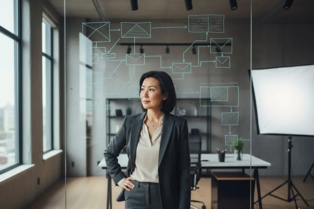 Agency founder reviewing structured automation systems to scale without hiring