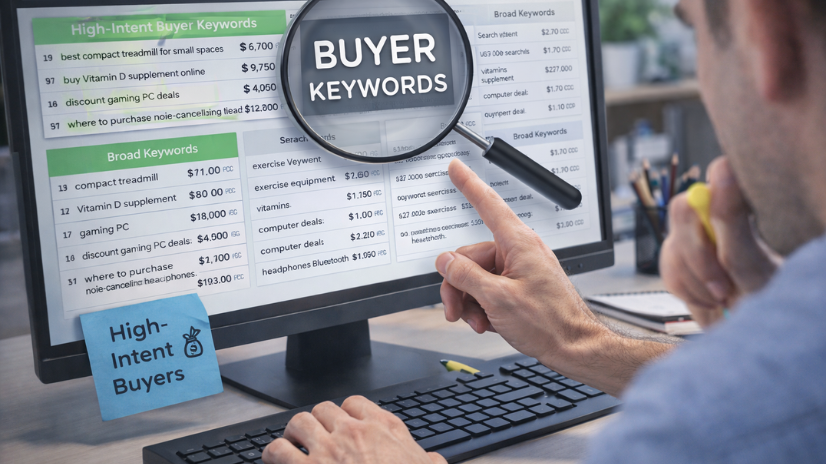 Discovering high-intent buyer keywords for affiliate marketing conversions
