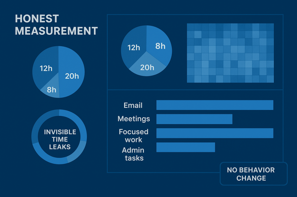Week 1 baseline measurement dashboard revealing actual time allocation patterns