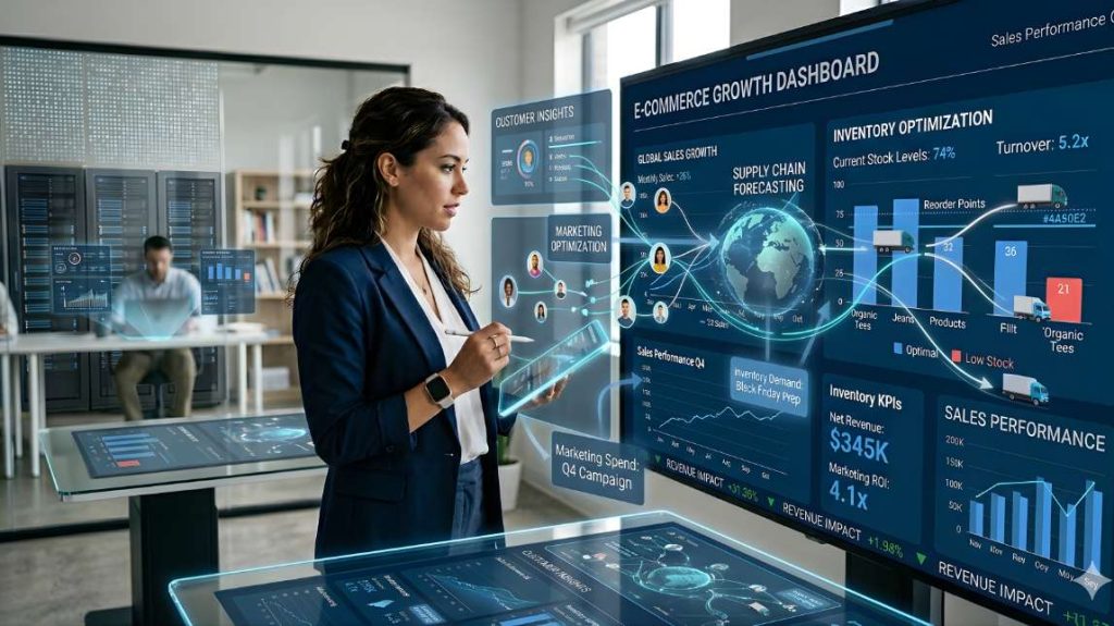 A 3-step visual guide showing basic, advanced, and predictive ai inventory forecasting ecommerce models.