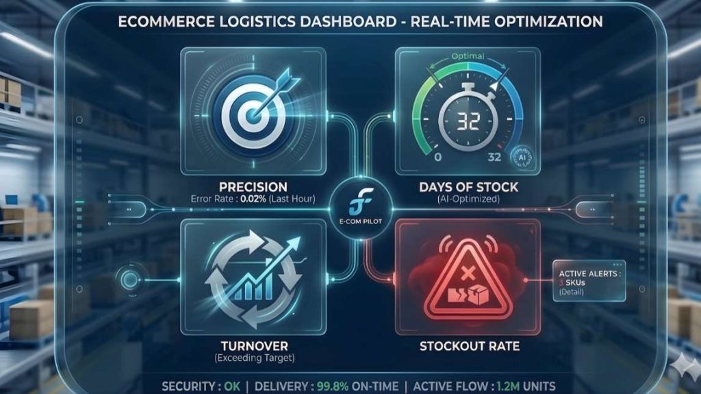Dashboard showing the 4 key metrics for measuring ai inventory forecasting ecommerce performance