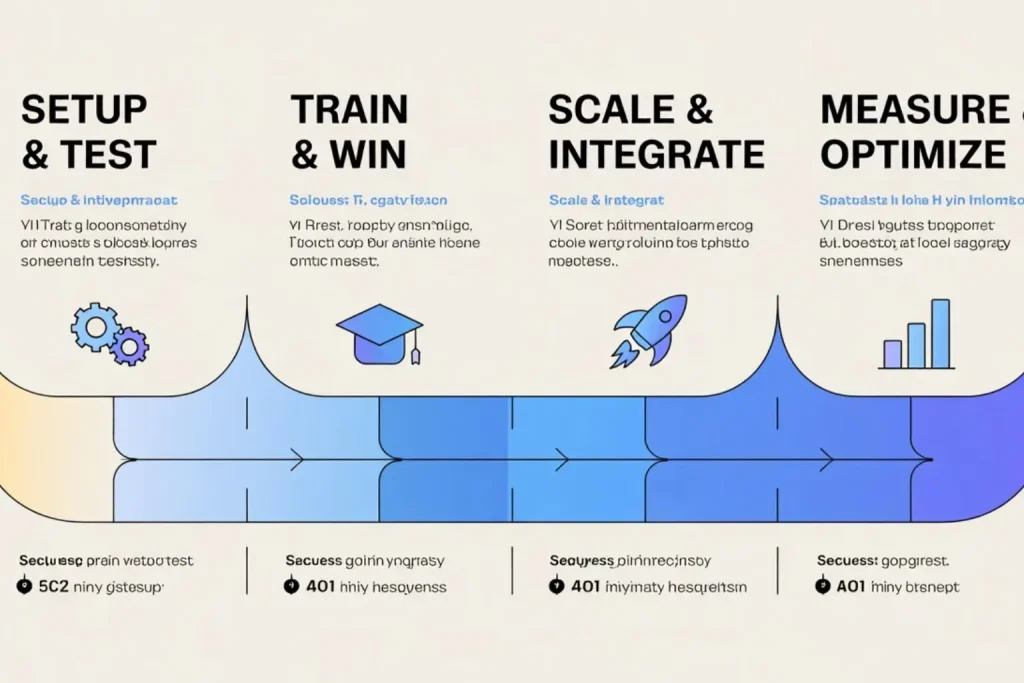AI business automation for small businesses 30-day implementation roadmap showing 4-week deployment plan