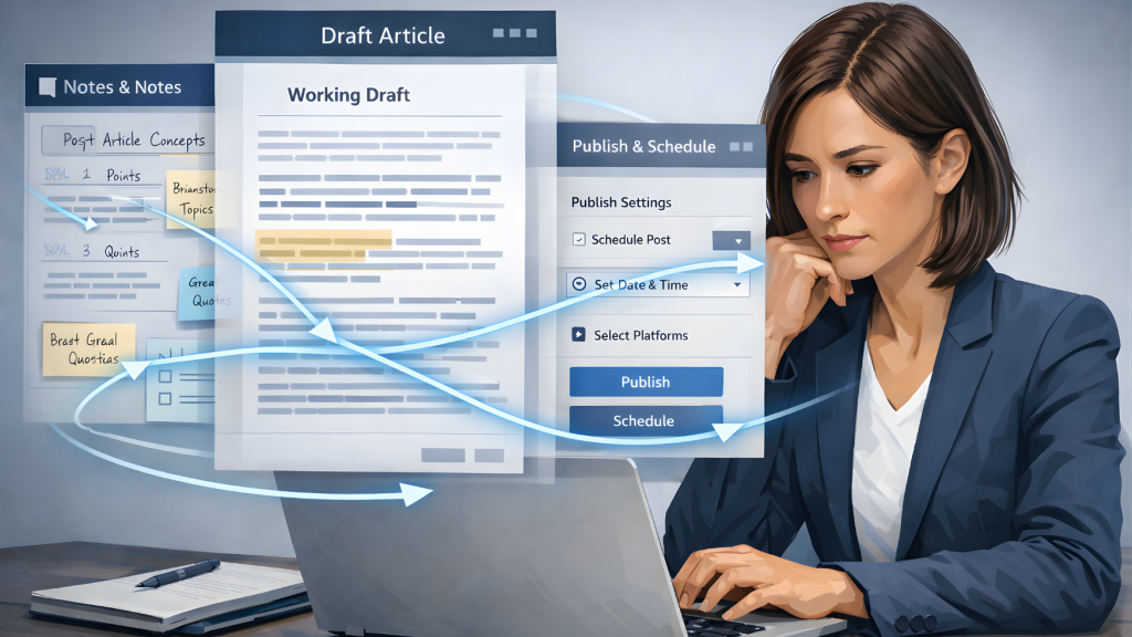 capture process publish ai content workflow three phases