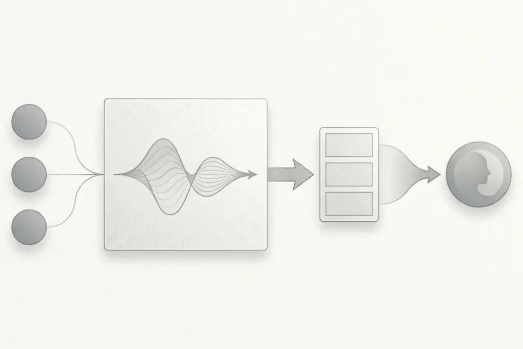 Diagram illustrating an AI-assisted decision support workflow for founders