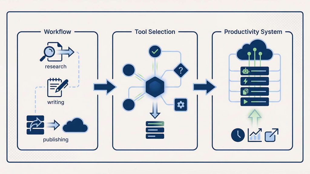 visual framework explaining how to choose ai tools for content creation