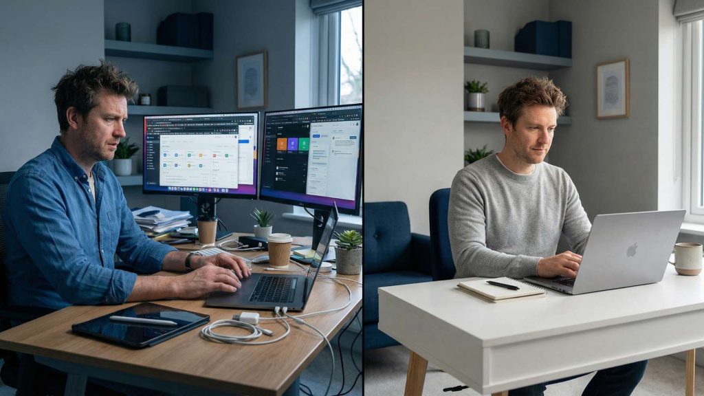 before and after ai tool stack showing entrepreneur reducing tool overload