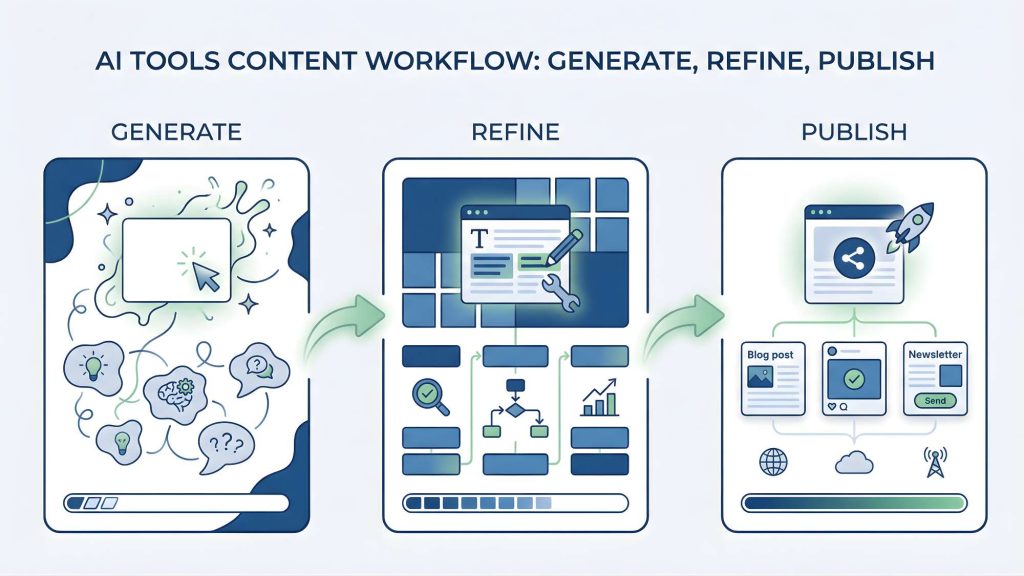 diagram showing when to use ChatGPT vs Notion AI in content workflow
