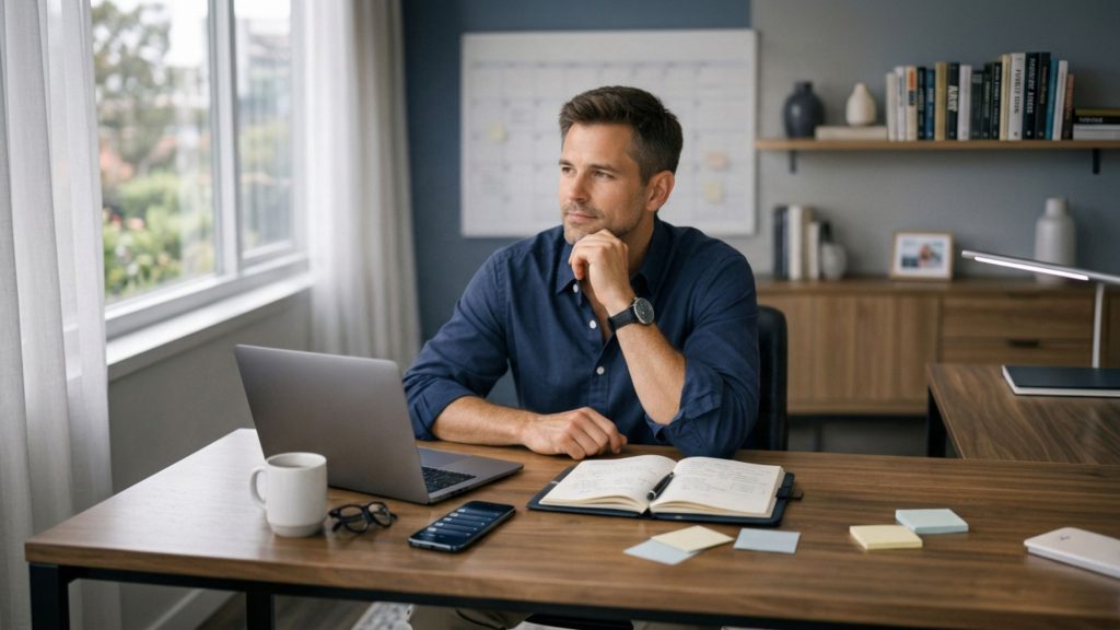 entrepreneur maintaining content consistency when life gets busy using a calm organized content system