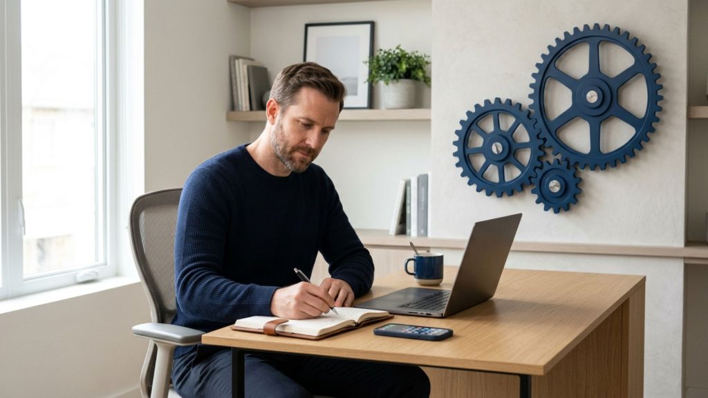 entrepreneur maintaining content consistency using a three gear content system during busy weeks