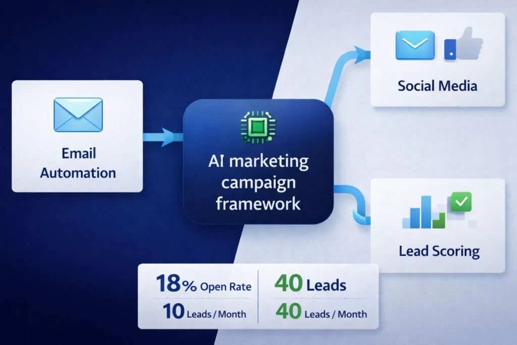 AI marketing campaign framework connecting automation channels
