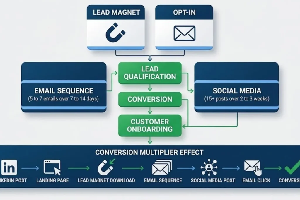 Marketing campaign ecosystem connecting email social and lead scoring